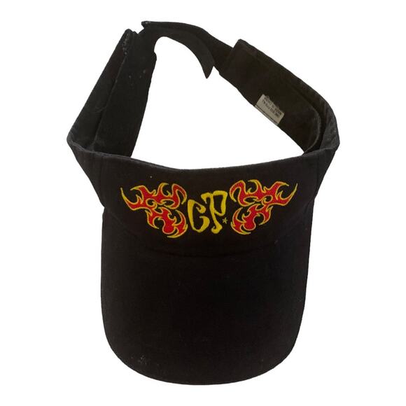 Vintage 90s Cedar Point cp black flames visor - Picture 1 of 3